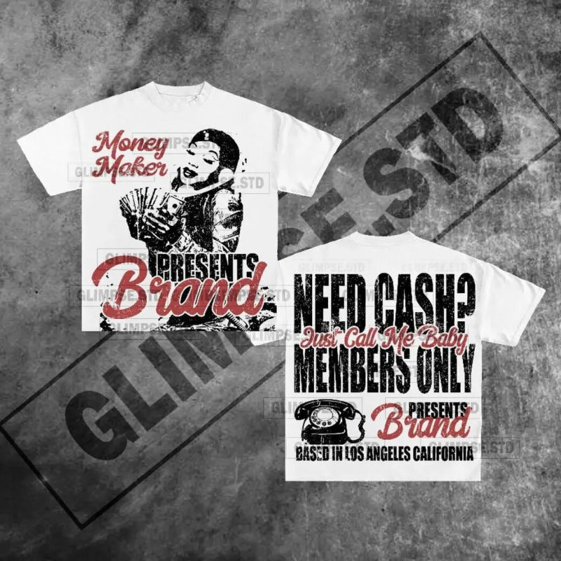 white Men's Clothing T-Shirts Y2K Streetwear Tee Top Quality 100% Cotton